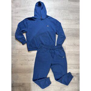 Jordan Essential Fleece Sweatsuit Hoodie(L) & Joggers(XL) Mens Blue Sportswear